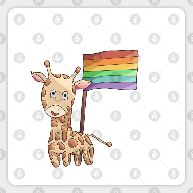 Rainbow Gay Pride Flag Giraffe Magnet by nonbeenarydesigns